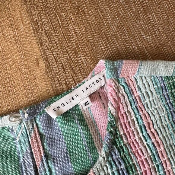 English Factory Smocked‎ Colorful Striped Flutter Sleeve Mini Dress Size XS - Picture 4 of 5